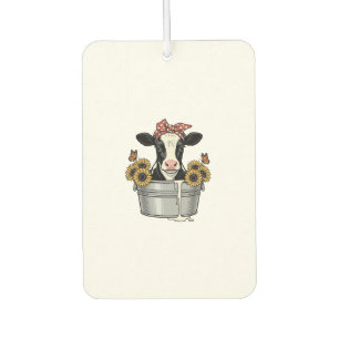 Désodorisant Pour Voiture Vache vintage dans une baignoire Tournesol Papillo