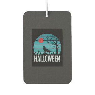 Désodorisant Pour Voiture Vecteur Loup Cimetière Lune Halloween