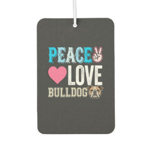 Désodorisant Pour Voiture Vecteur Peace Love Bouledogue