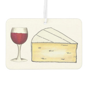 Désodorisant Pour Voiture Verre de Merlot rouge et fromage de brie