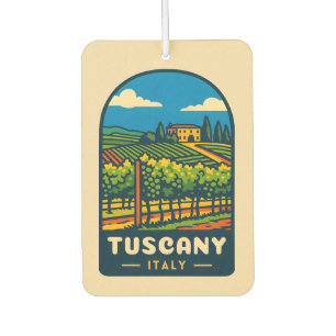 Désodorisant Pour Voiture Vignoble de Toscane Vintage voyage rétro Italie