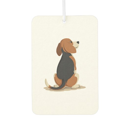 Désodorisant Pour Voiture Vintage Beagle Dog Back View Illustration Pet Love (Devant)