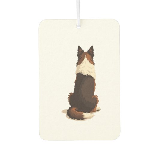 Désodorisant Pour Voiture Vintage Border Collie From Behind Dog Illustration (Devant)