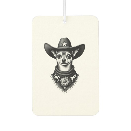 Désodorisant Pour Voiture Vintage Chihuahua Cowboy Engraving Style Western D (Devant)