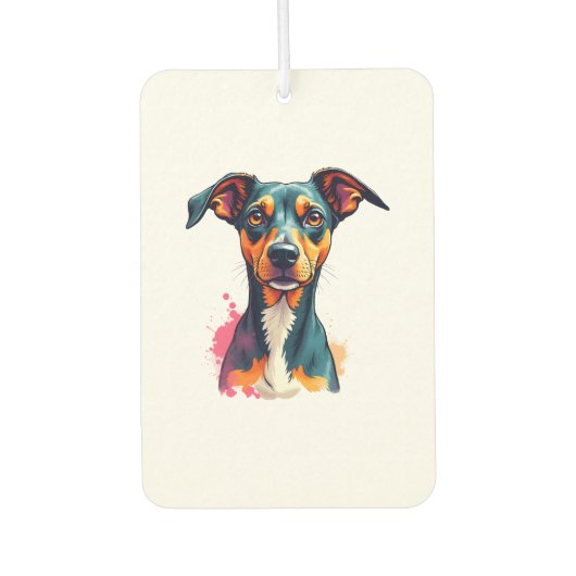 Désodorisant Pour Voiture Vintage Colorful Dog Portrait Pop Art Illustration (Devant)