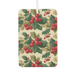 Désodorisant Pour Voiture Vintage Holly et Berries Motif de Noël