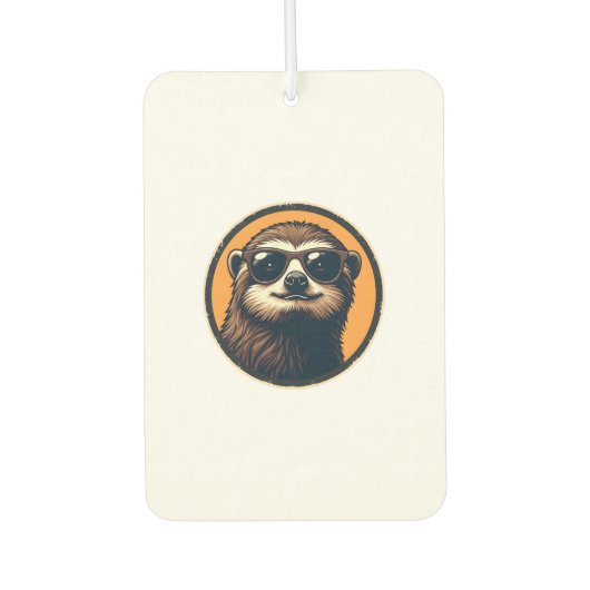 Désodorisant Pour Voiture Vintage Sloth Sunglasses Retro Badge Art 2 (Devant)