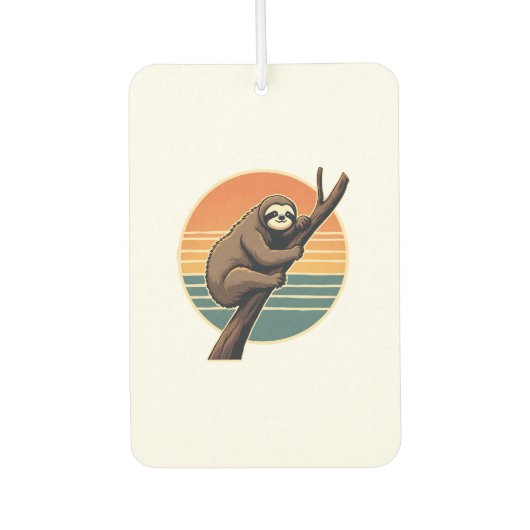 Désodorisant Pour Voiture Vintage Sloth Sunset Vector Retro Hanging Art 2 (Devant)