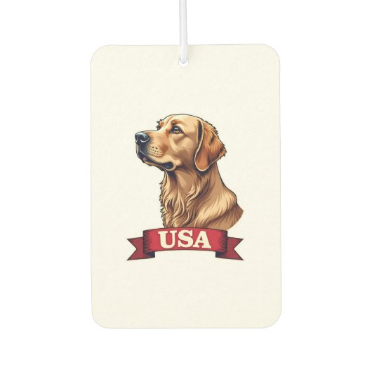 Désodorisant Pour Voiture Vintage USA Golden Retriever Engraving Shirt (Devant)