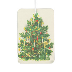 Désodorisant Pour Voiture Vœux de Noël, carte vintage, Sapin de Noël