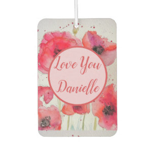 Désodorisant Pour Voiture Voiture d'aquarelle Red Poppy Air Freshener