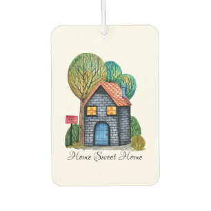 Désodorisant Pour Voiture Watercolor cute Home Sweet Home Art