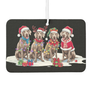 Désodorisant Pour Voiture Weimaraner Santa chapeau bois luge de Noël