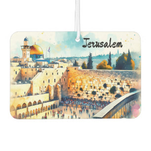 Désodorisant Pour Voiture Western Wall Kotel Water Color Art