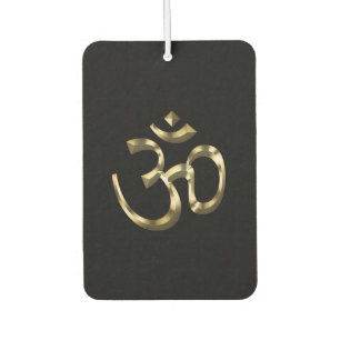 Désodorisant Pour Voiture Yoga, Om Aum Icon, Symbole hindouiste, or noir
