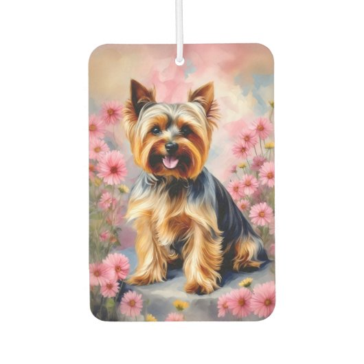 Désodorisant Pour Voiture Yorkie Dog Flower (Devant)