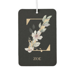 Désodorisant Pour Voiture Z Monogramme Floral Personnalisé
