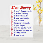 "Désolé !" Choisissez Vos Excuses ! Carte de vœux (Fleur jaune)