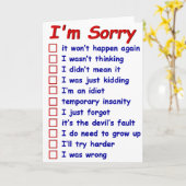 "Désolé !" Choisissez Vos Excuses ! Carte de vœux (Fleur jaune)