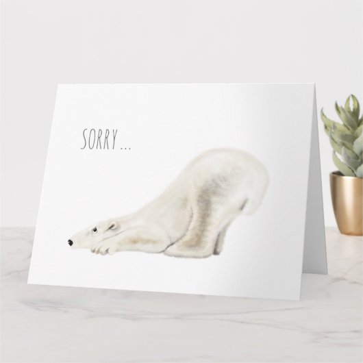 Désolé Polar Bear Carte de voeux pliée (Petite plante)