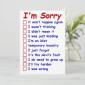 "Désolé !" Vérifiez vos Excuses favorites ! Carte (Debout devant)