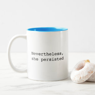 Desondanks bleef ze bij tweekleurige koffiemok