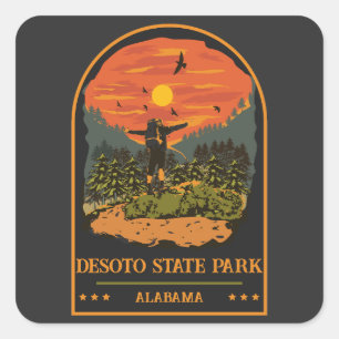 Desoto State Park camping trip retro Vierkante Sticker