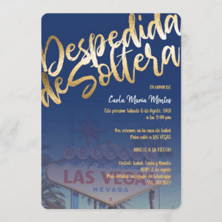 Despedida de Soltera Invitation Las Vegas FauxGold