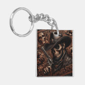 Desperado dood: Pistool-wielding schedel in Cowboy Sleutelhanger (Voorkant Links)