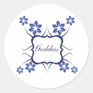 Dess Floral Stickers, Vibrant Blue Ronde Sticker
