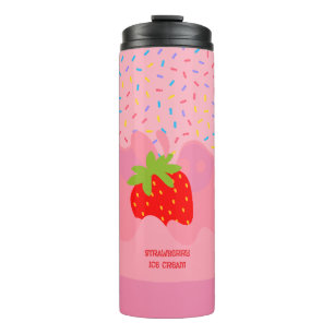 Dessert, Aardbeienijs, Regenboogstrooisel Thermosbeker