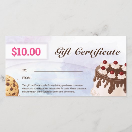Dessert Bakery Cadeaubon Sjabloon (Achterkant)