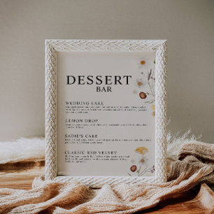 Dessert Bar Boho Wildflower Wedding Sign Poster