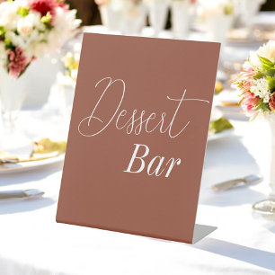 Dessert Bar Bruin Terracotta Bruiloft Reclamebord Met Voetstuk