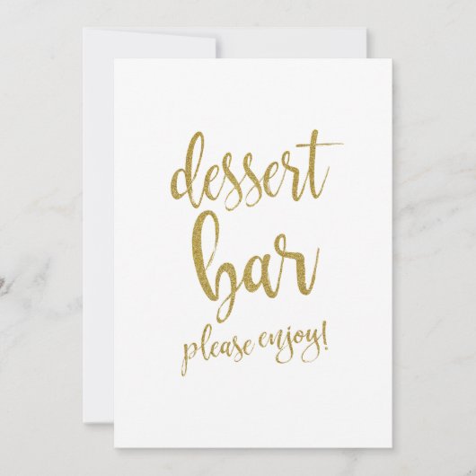 Dessert Bar Goud Glitter Betaalbaar Trouwfeest Bor Kaart (Voorkant)
