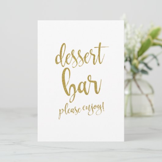 Dessert Bar Goud Glitter Betaalbaar Trouwfeest Bor Kaart (Staand voorkant)