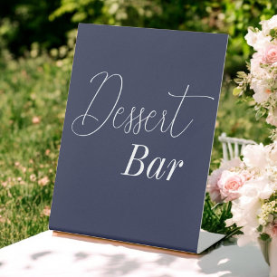 Dessert Bar Marine Blauw Bruiloft Reclamebord Met Voetstuk