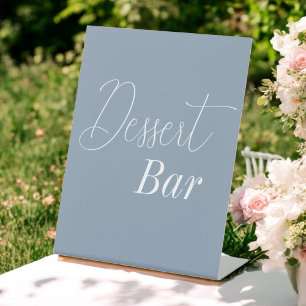 Dessert Bar Stoffig Blauw Bruiloft Baby shower Reclamebord Met Voetstuk