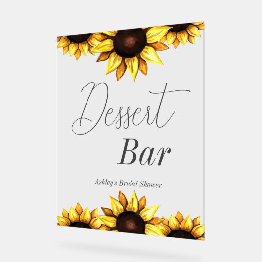 Dessert Bar Zonnebloem bruiloft Vrijgezellenfeest Acryl Bord (Hoek)