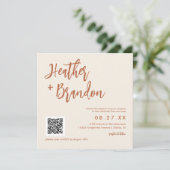 Dessert Boho QR Code Mariage Carré Invitation (Debout devant)