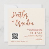 Dessert Boho QR Code Mariage Carré Invitation (Devant)