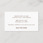 Dessert Cateraar Chef Sweets Maker Visitekaartje (Achterkant)