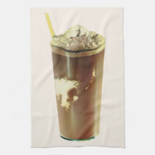  dessert, chocolade schudden en schuim theedoek