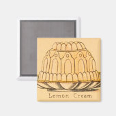  dessert citroen crème cake illustratie magneet (Voorkant / Achterkant)