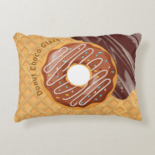 Dessert,Donut Choco Glazuur, Gesmolten Chocolade Accent Kussen