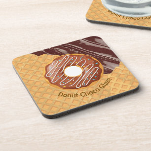 Dessert,Donut Choco Glazuur, Gesmolten Chocolade Bier Onderzetter