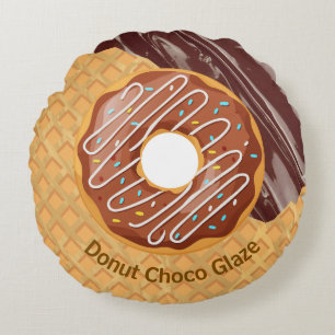 Dessert,Donut Choco glazuur, Gesmolten chocolade Rond Kussen