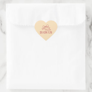 Dessert Is On Us Beige En Rode Trouwzegel Hart Sticker