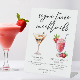 Dessert Mocktails Chocolade Martini Aardbei Reclamebord Met Voetstuk