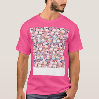 Dessert Naadloze Patroon Patisserie Kawaii Schatti T-shirt
